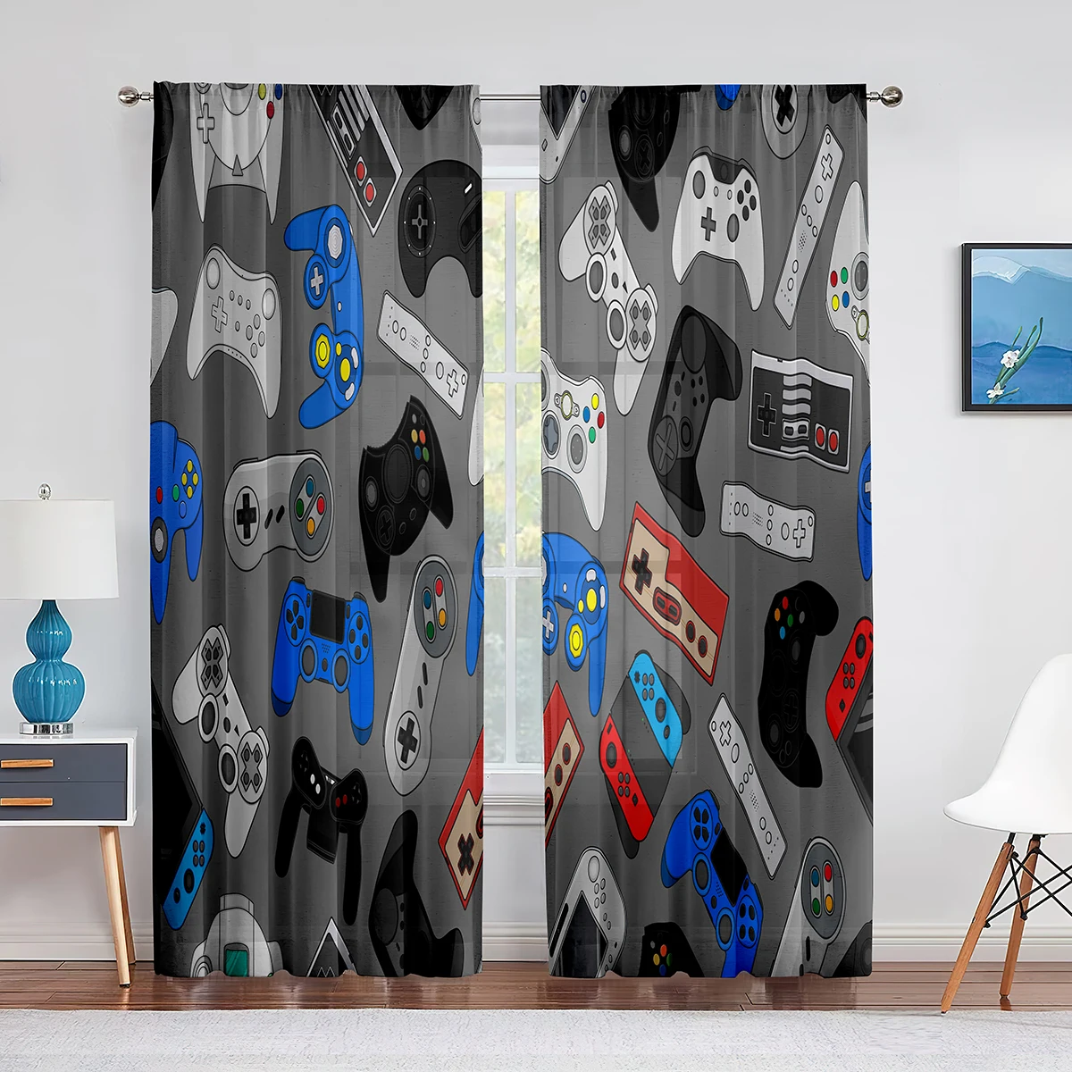 Retro Gaming Youtube - Retro Video Game Controller Pattern Curtains